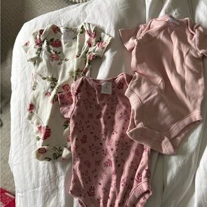 Nordstrom Floral and Pink Bodysuit Trio